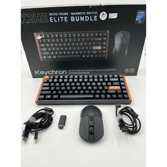 Keychron K2 HE Keyboard and M3 Lite Mouse Wood Frame Wireless Elite Bundle - Picture 1 of 8